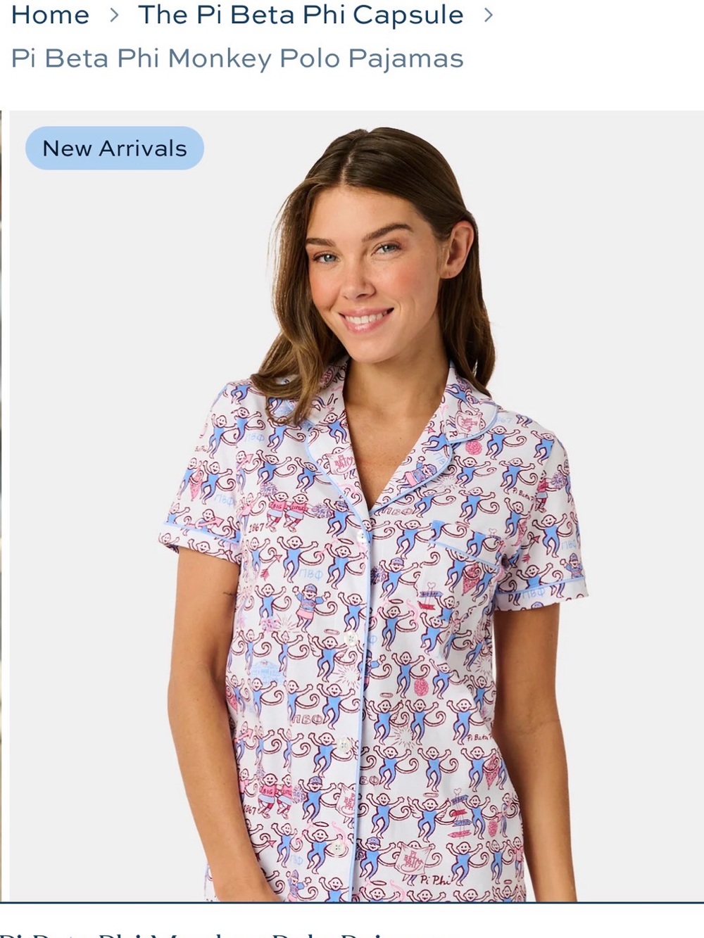 NWT- with box. Roller Rabbit Pi Beta Phi Short-Sleeve Polo Pajamas